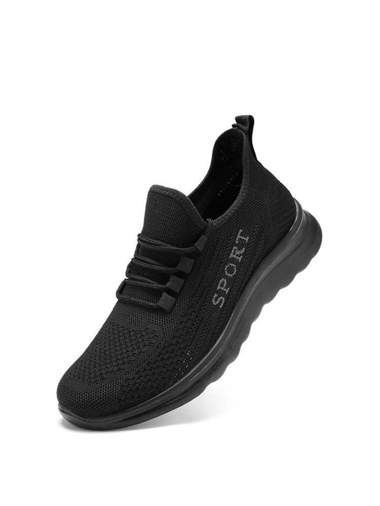 Stylish breathable black lace-up sneakers for men with mesh upper and low heel, perfect for comfort and flexibility - SF0980